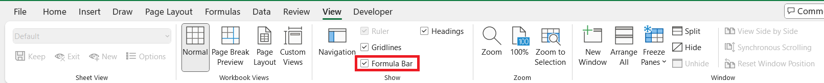 formula bar in excel