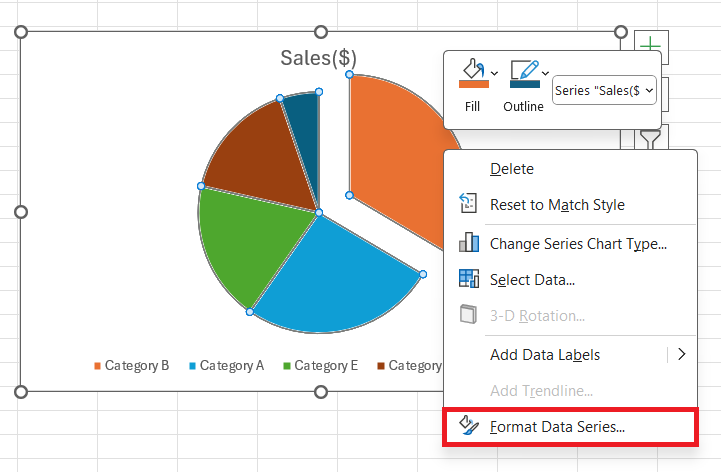 Draw a Pie Chart in Excel