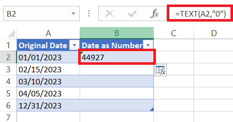 date as a number