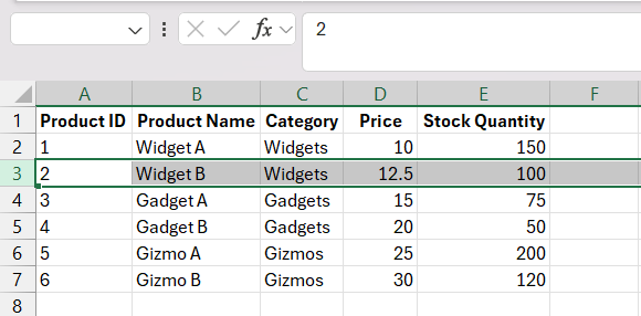 Deleting Rows in Excel