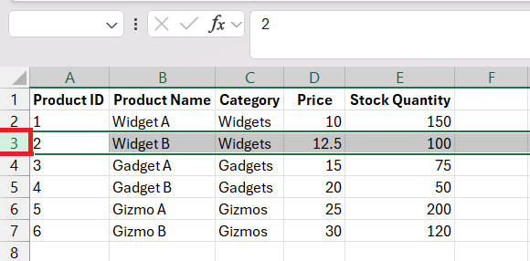 Deleting Rows in Excel