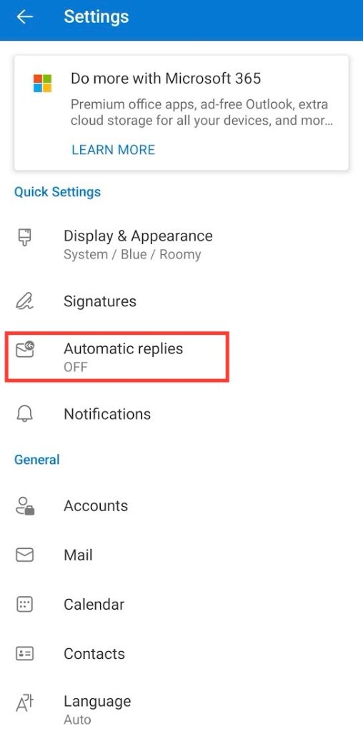 Automatic Replies for Outlook