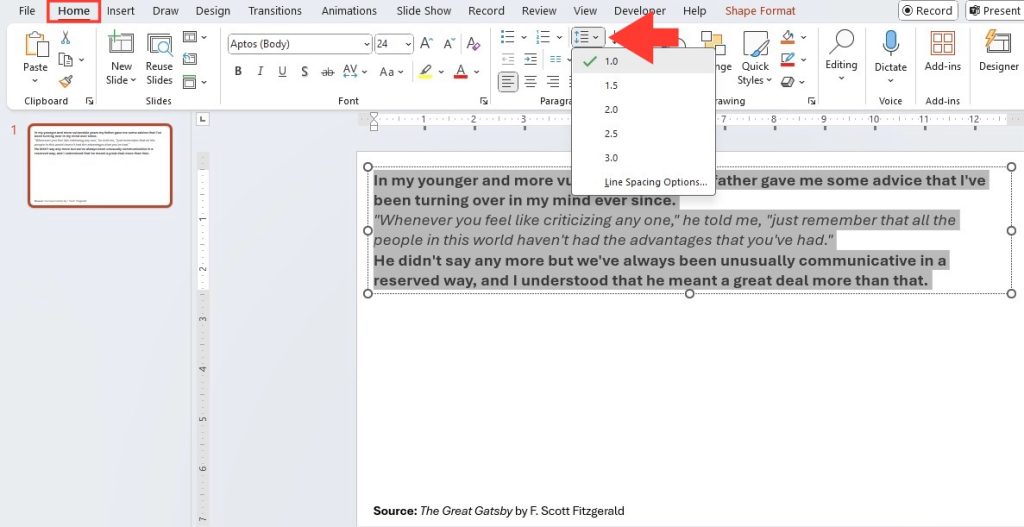 Line Spacing for PowerPoint