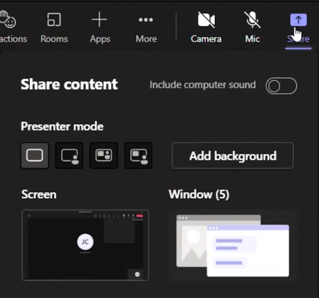 Teams screen share