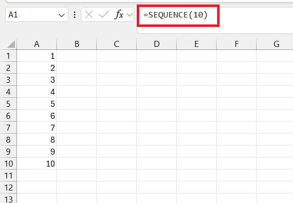 SEQUENCE Function in Excel