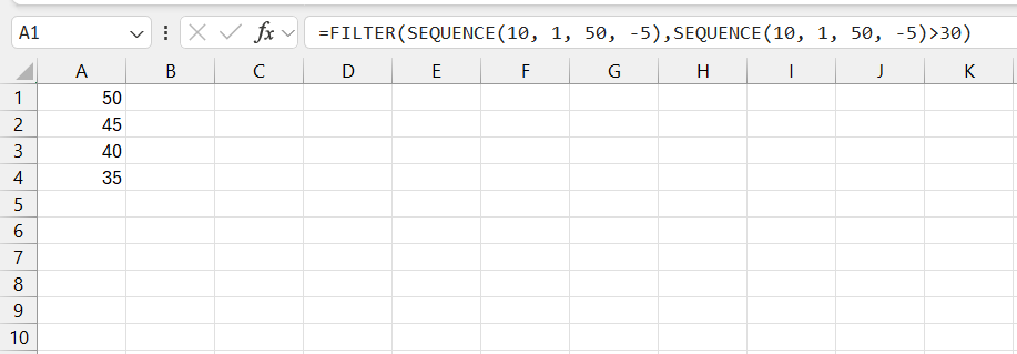 SEQUENCE Function in Excel