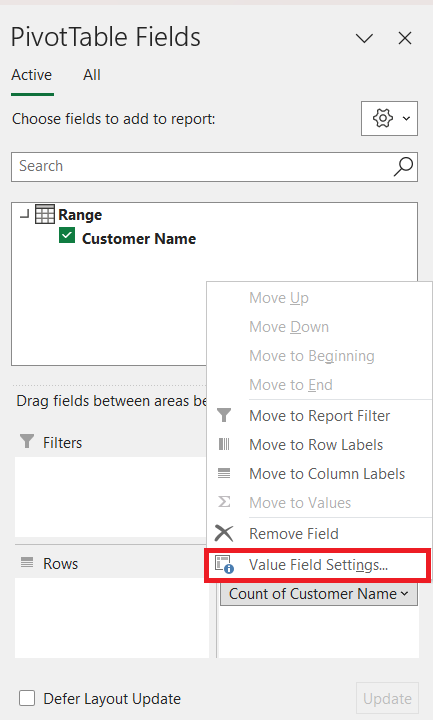 Excel Count Distinct