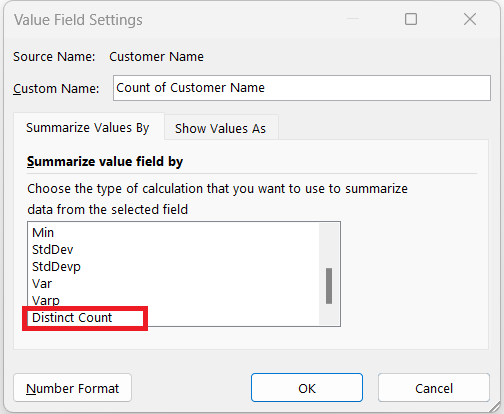 Excel Count Distinct