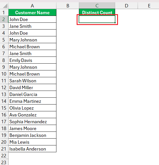 Excel Count Distinct