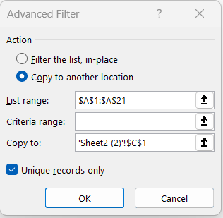 Excel Count Distinct