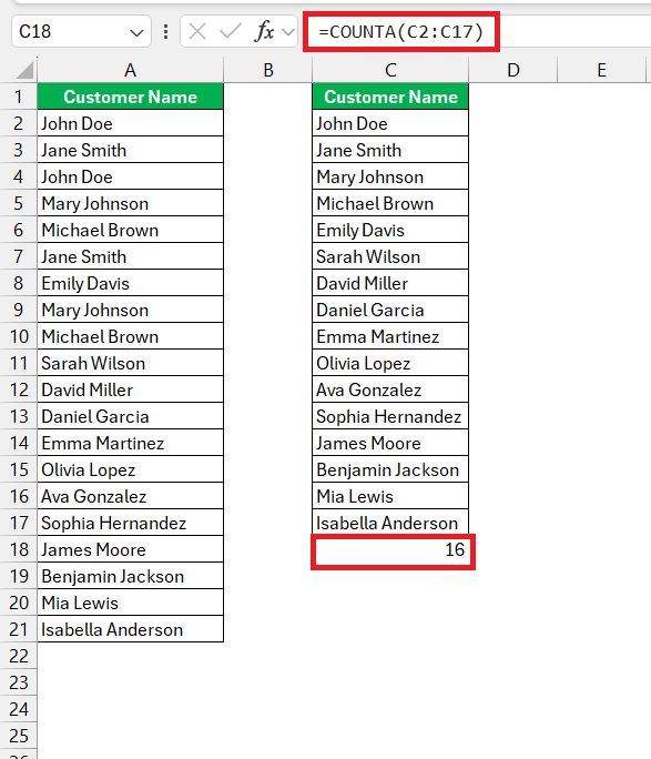 Excel Count Distinct