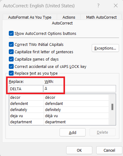 Triangle Symbol in Excel