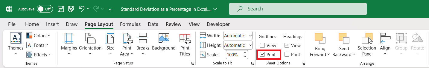 Print Shortcuts in Excel