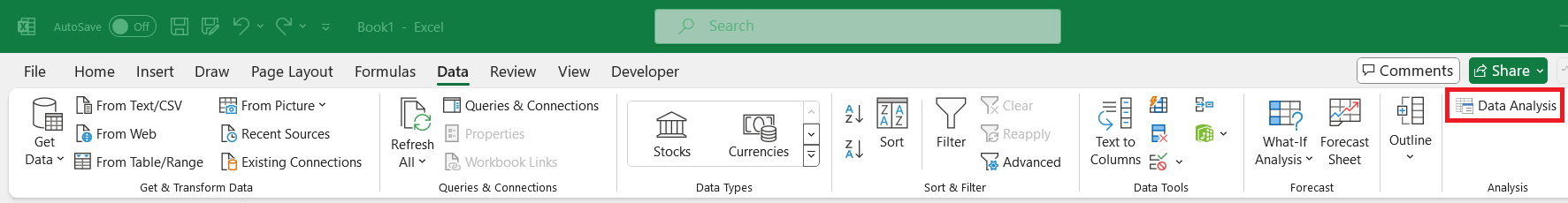 Excel Data Analysis Toolpak