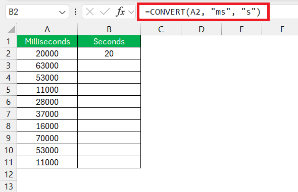 Milliseconds to Seconds in Excel