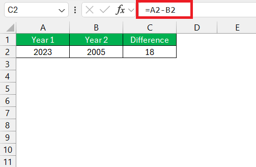 Excel Subtract Years - How to Calculate 2023 Minus 2005 | MyExcelOnline