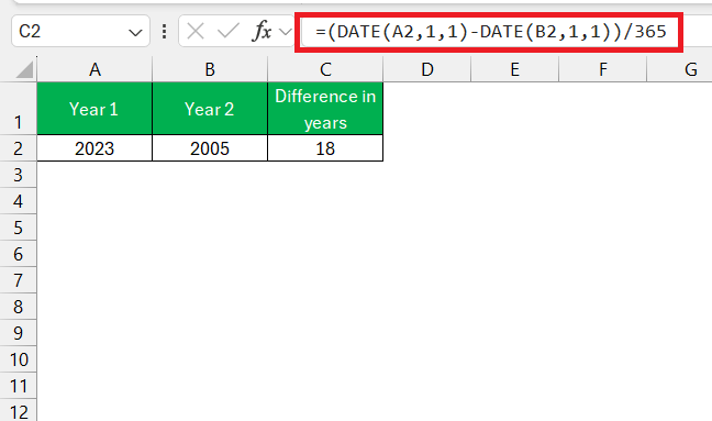 Excel Subtract Years - How to Calculate 2023 Minus 2005 | MyExcelOnline