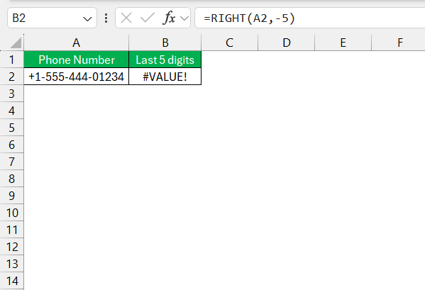 Excel RIGHT Function