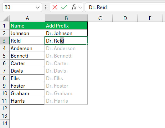 add character in excel