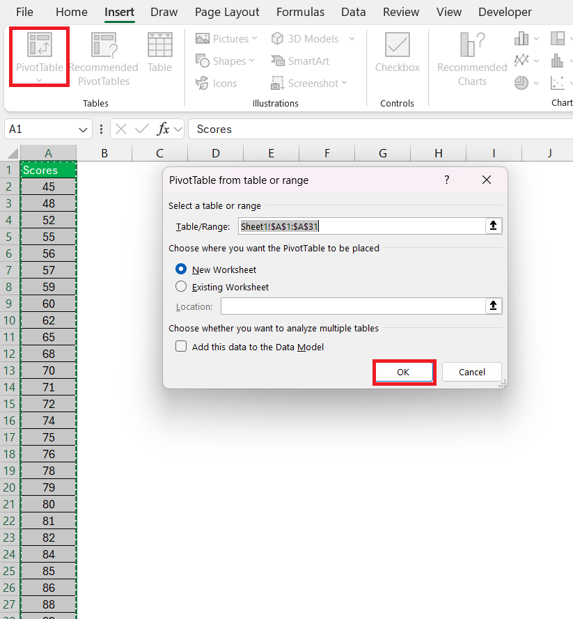 Grouped Frequency Distribution in Excel