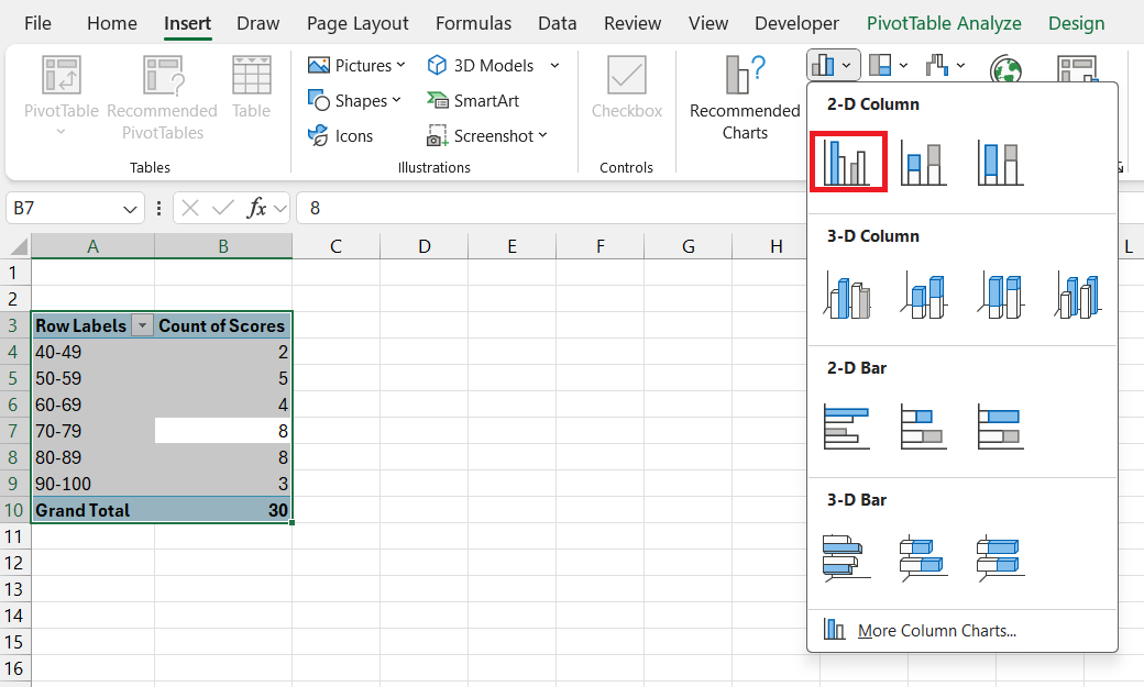 Grouped Frequency Distribution in Excel