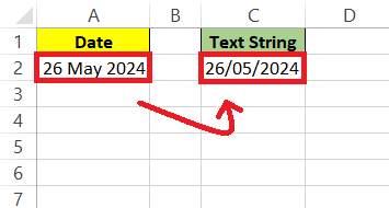 Convert Date to Text in Excel