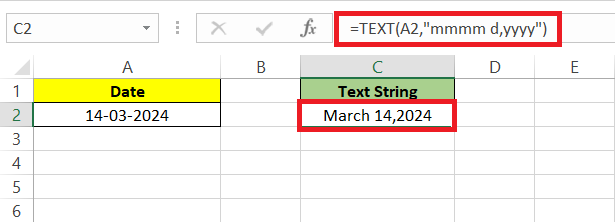 Convert Date to Text in Excel