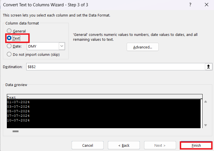 Convert Date to Text in Excel