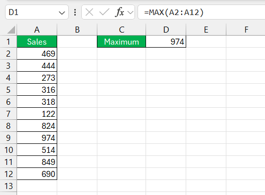 Midrange Formula in Excel