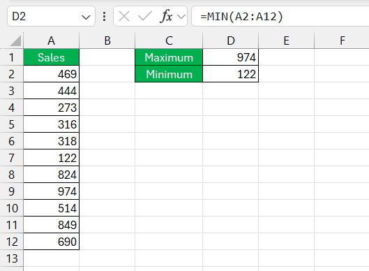 Midrange Formula in Excel