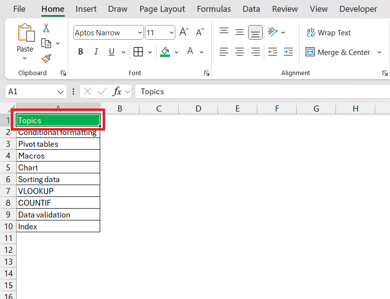 Excel Thesaurus