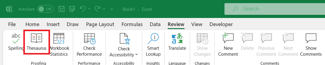 Excel Thesaurus