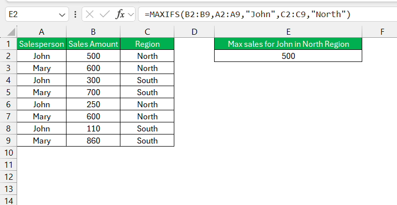 Minifs in Excel