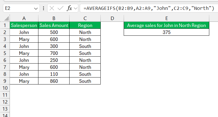 Minifs in Excel