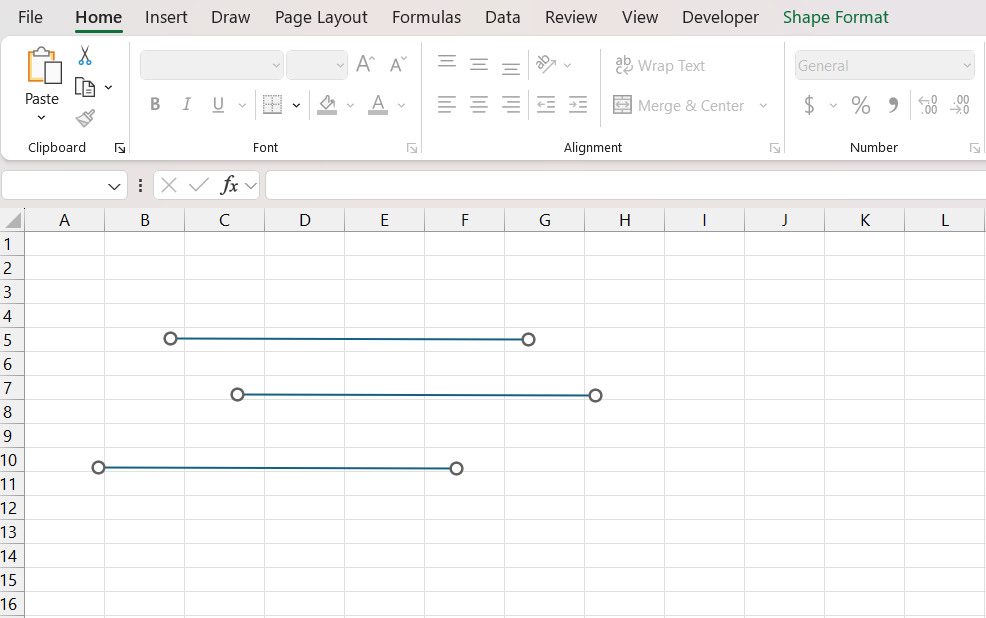 How to draw a line in Excel