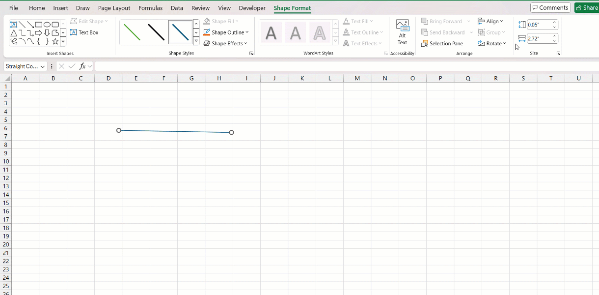 How to draw a line in Excel