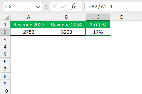 yoy growth formula