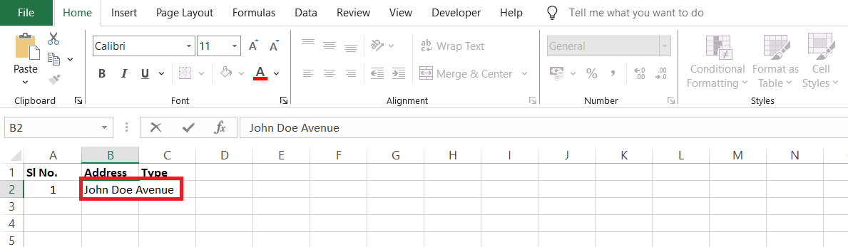 wraptext in excel