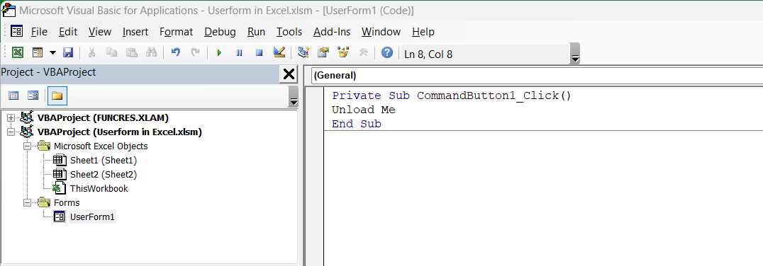 userform in excel