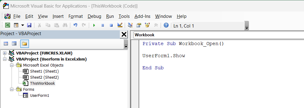 userform in excel