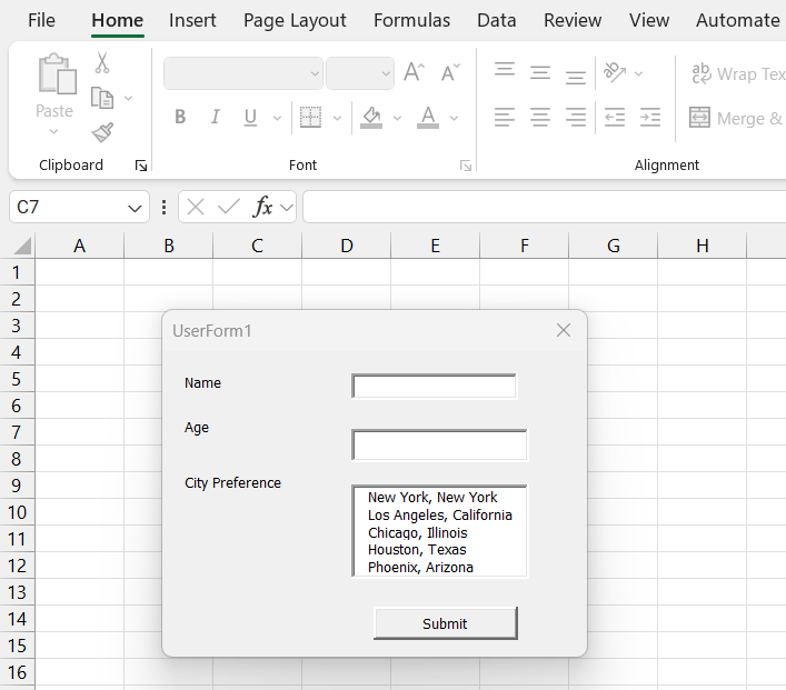 userform in excel