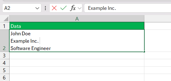 How to Indent Second Line in Excel