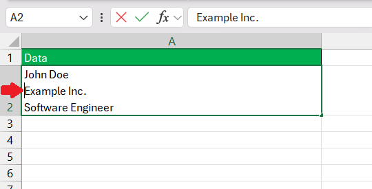 How to Indent Second Line in Excel