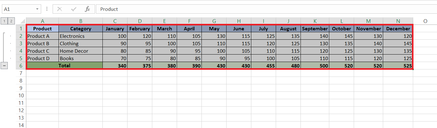 Group Data in Excel