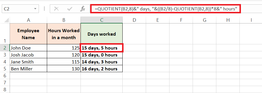 Hrs to Days in Excel