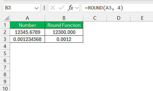 Round Numbers to N Significant Digits in Excel