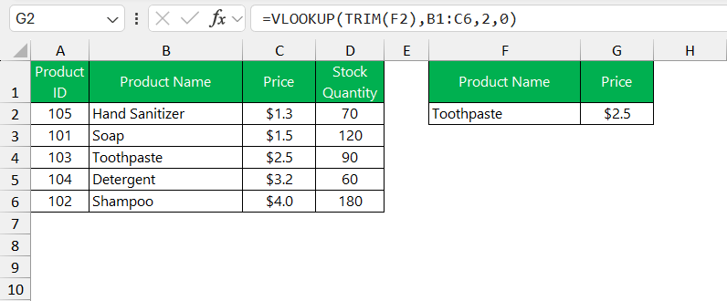 VLOOKUP not working in Excel