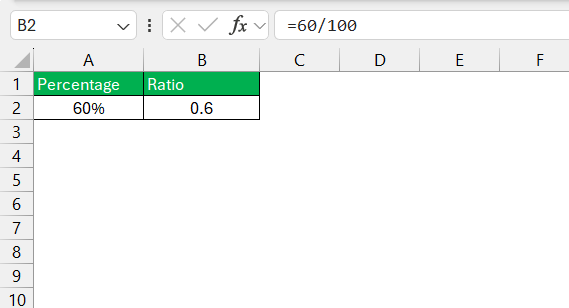 Convert Percentages to Ratios in Excel