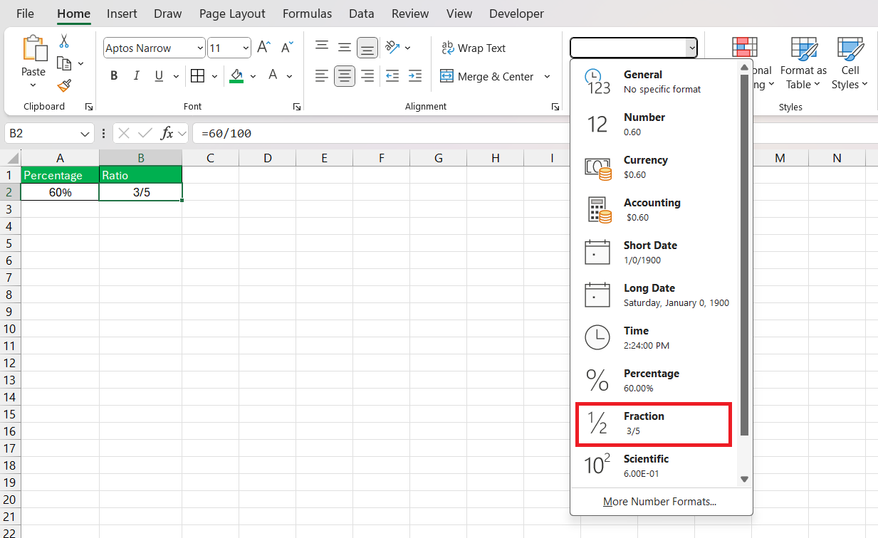 Convert Percentages to Ratios in Excel