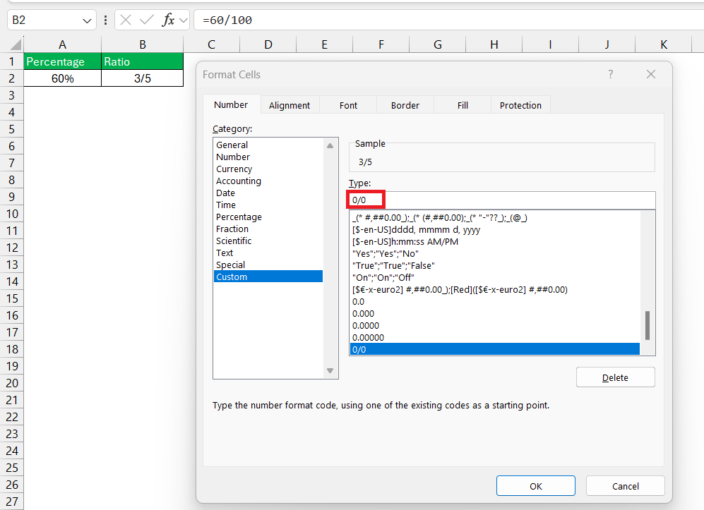 Convert Percentages to Ratios in Excel